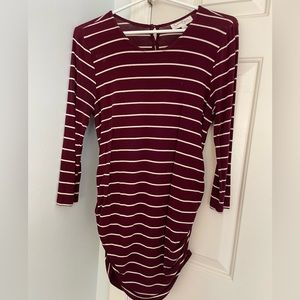 Jessica Simpson Maternity Top, 3/4 sleeves, Maroon/Burgundy and White Striped